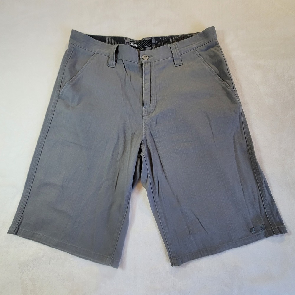 Oakley Ripstop Chino Shorts Mens 34 Gray Flat Front Cotton Cargo Pocket